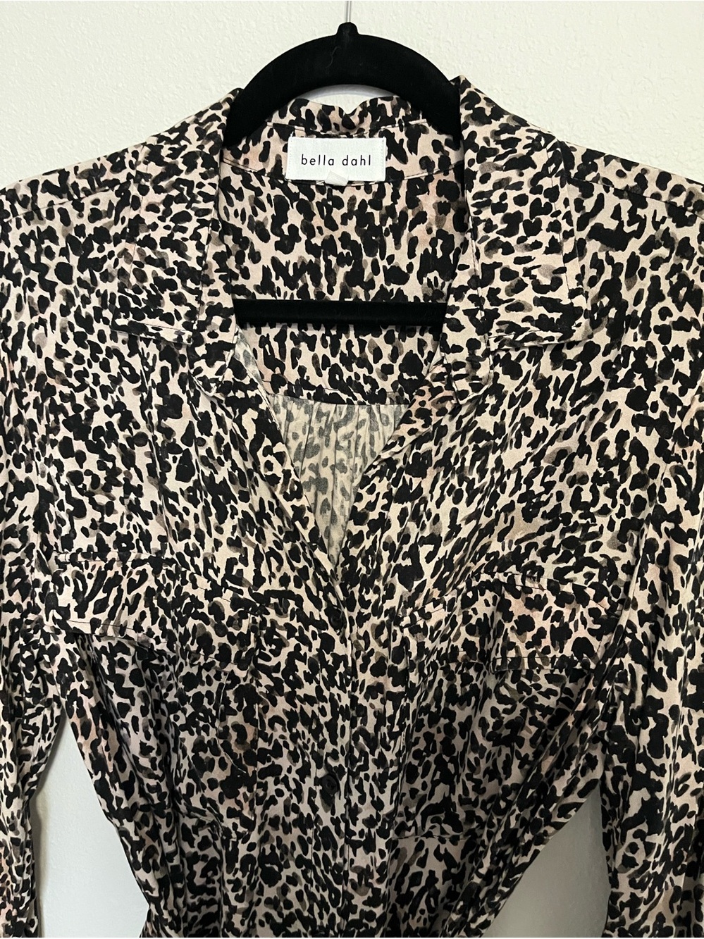 bella dahl Women's Leopard Print tie waist shirt dress
